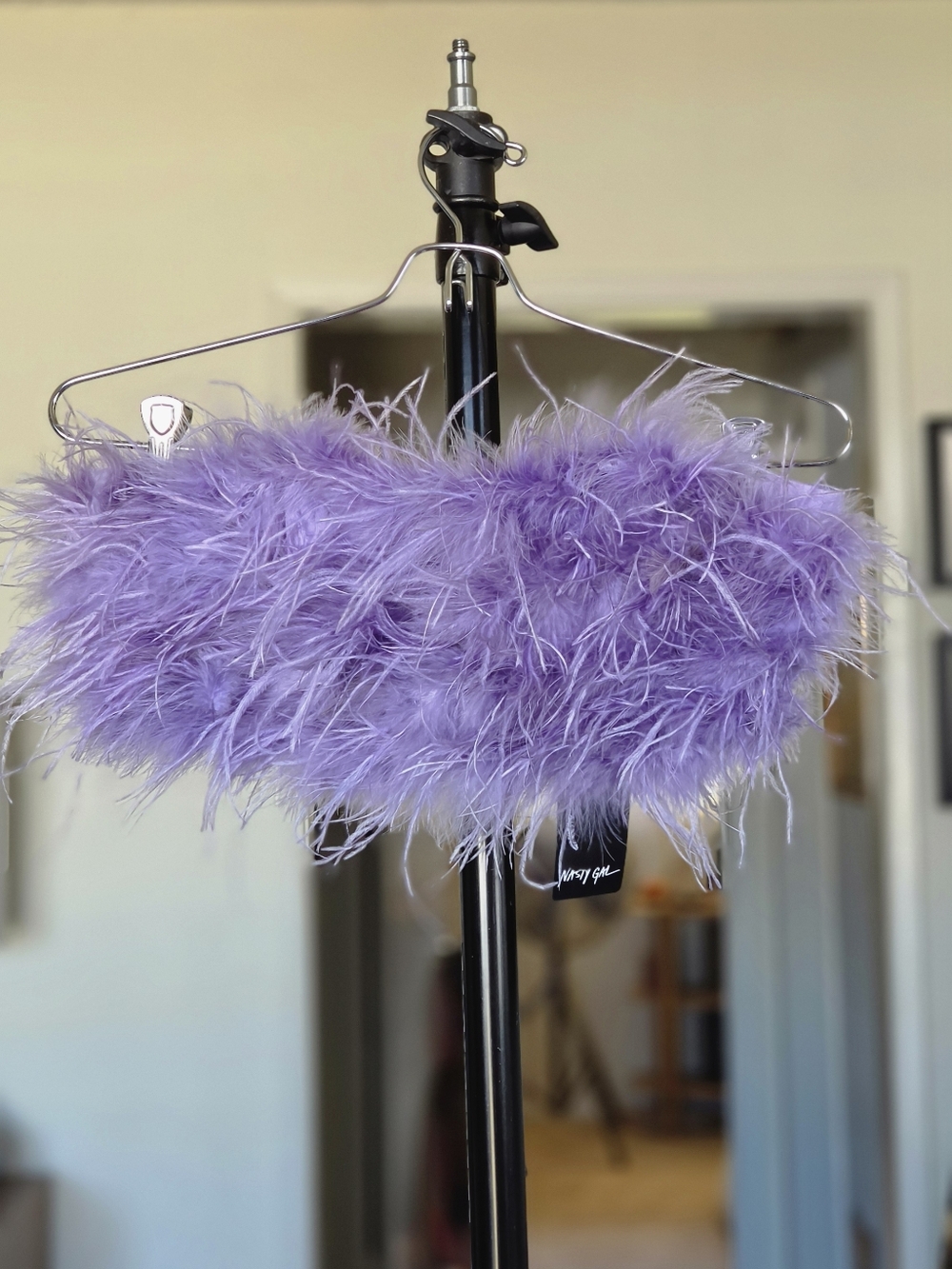 Nasty Gal Lilac Feather Cropped Bandeau Corset Top NWT